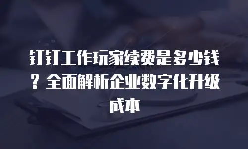 钉钉工作玩家续费是多少钱？全面解析企业数字化升级成本