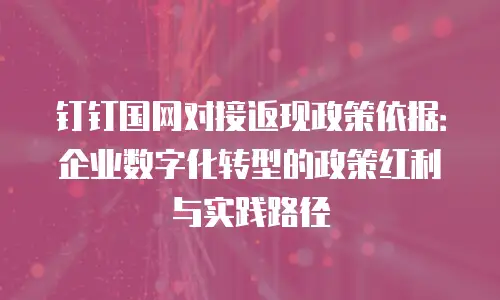 钉钉国网对接返现政策依据：企业数字化转型的政策红利与实践路径