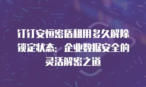 钉钉安恒密盾租用多久解除锁定状态：企业数据安全的灵活解密之道