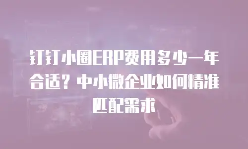 钉钉小圈ERP费用多少一年合适？中小微企业如何精准匹配需求
