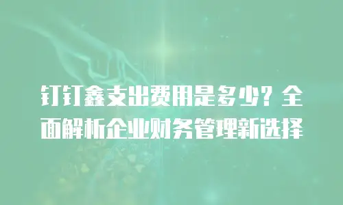 钉钉鑫支出费用是多少？全面解析企业财务管理新选择