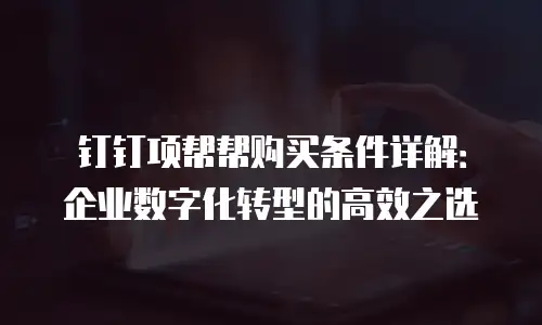 钉钉项帮帮购买条件详解：企业数字化转型的高效之选