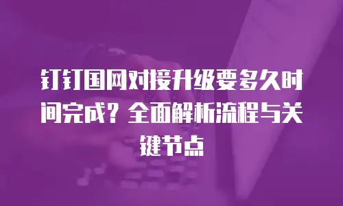 钉钉国网对接升级要多久时间完成？全面解析流程与关键节点