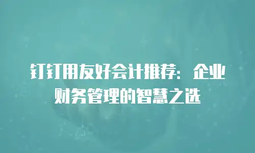 钉钉用友好会计推荐：企业财务管理的智慧之选