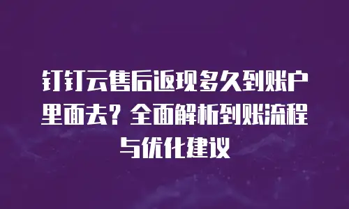 钉钉云售后返现多久到账户里面去？全面解析到账流程与优化建议