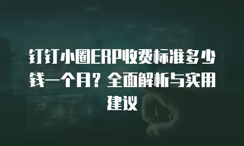 钉钉小圈ERP收费标准多少钱一个月？全面解析与实用建议