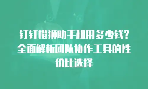 钉钉橙狮助手租用多少钱？全面解析团队协作工具的性价比选择