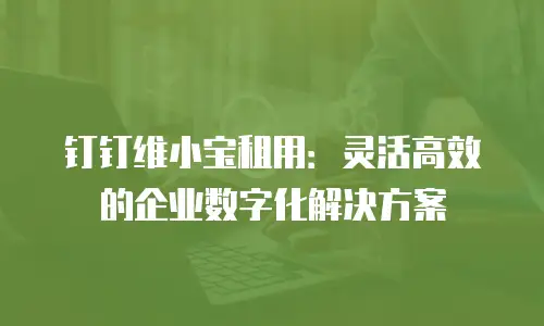 钉钉维小宝租用：灵活高效的企业数字化解决方案