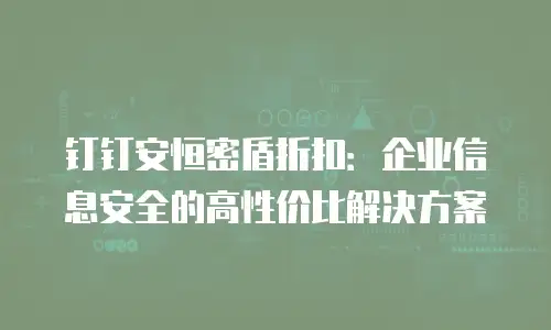 钉钉安恒密盾折扣：企业信息安全的高性价比解决方案