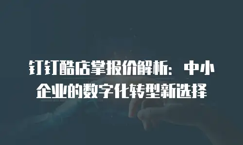钉钉酷店掌报价解析：中小企业的数字化转型新选择