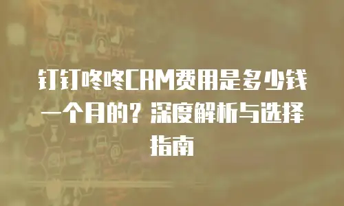 钉钉咚咚CRM费用是多少钱一个月的？深度解析与选择指南