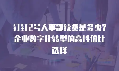 钉钉2号人事部续费是多少？企业数字化转型的高性价比选择