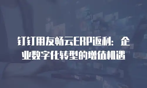 钉钉用友畅云ERP返利：企业数字化转型的增值机遇