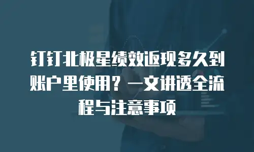 钉钉北极星绩效返现多久到账户里使用？一文讲透全流程与注意事项