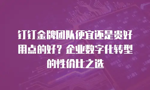 钉钉金牌团队便宜还是贵好用点的好？企业数字化转型的性价比之选
