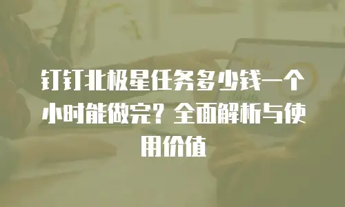 钉钉北极星任务多少钱一个小时能做完？全面解析与使用价值