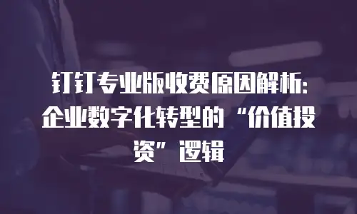 钉钉专业版收费原因解析：企业数字化转型的&ldquo;价值投资&rdquo;逻辑