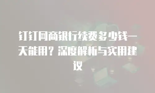 钉钉网商银行续费多少钱一天能用？深度解析与实用建议