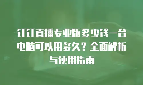 钉钉直播专业版多少钱一台电脑可以用多久？全面解析与使用指南