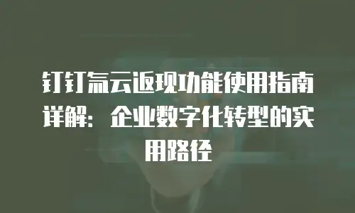 钉钉氚云返现功能使用指南详解：企业数字化转型的实用路径