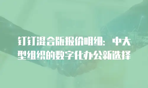 钉钉混合版报价明细：中大型组织的数字化办公新选择