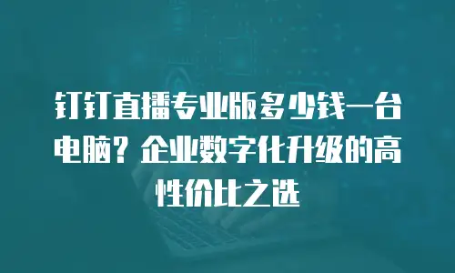 钉钉直播专业版多少钱一台电脑？企业数字化升级的高性价比之选
