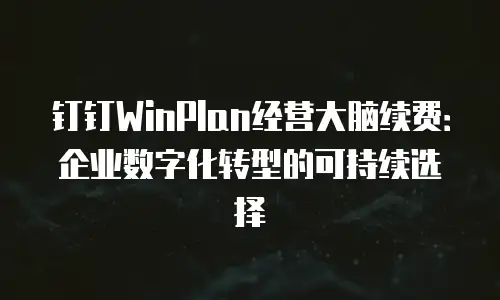 钉钉WinPlan经营大脑续费：企业数字化转型的可持续选择