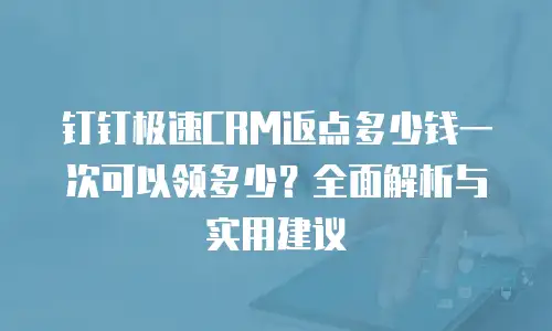 钉钉极速CRM返点多少钱一次可以领多少？全面解析与实用建议