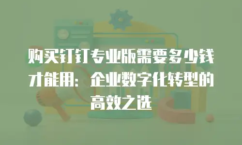 购买钉钉专业版需要多少钱才能用：企业数字化转型的高效之选