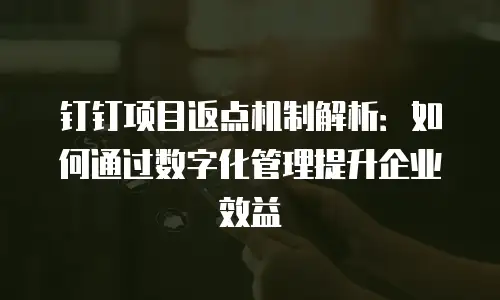钉钉项目返点机制解析：如何通过数字化管理提升企业效益