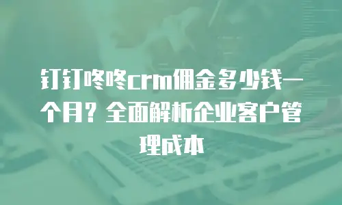 钉钉咚咚crm佣金多少钱一个月？全面解析企业客户管理成本