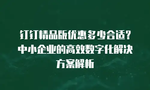 钉钉精品版优惠多少合适？中小企业的高效数字化解决方案解析