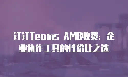 钉钉Teams AMB收费：企业协作工具的性价比之选