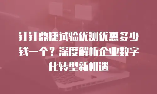 钉钉鼎捷试验优测优惠多少钱一个？深度解析企业数字化转型新机遇