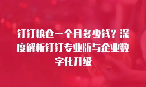钉钉粮仓一个月多少钱？深度解析钉钉专业版与企业数字化升级