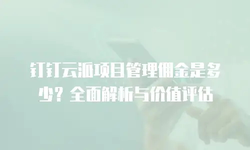 钉钉云派项目管理佣金是多少？全面解析与价值评估