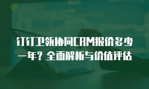 钉钉卫瓴协同CRM报价多少一年？全面解析与价值评估