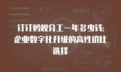 钉钉蚂蚁分工一年多少钱：企业数字化升级的高性价比选择