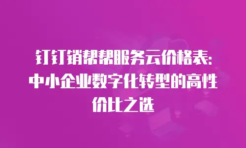 钉钉销帮帮服务云价格表：中小企业数字化转型的高性价比之选