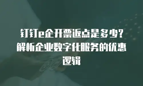钉钉e企开票返点是多少？解析企业数字化服务的优惠逻辑