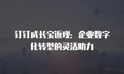 钉钉成长宝返现：企业数字化转型的灵活助力