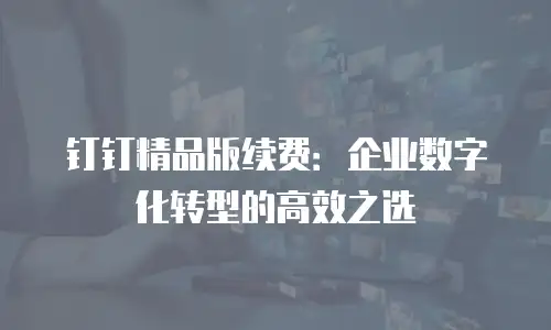 钉钉精品版续费：企业数字化转型的高效之选