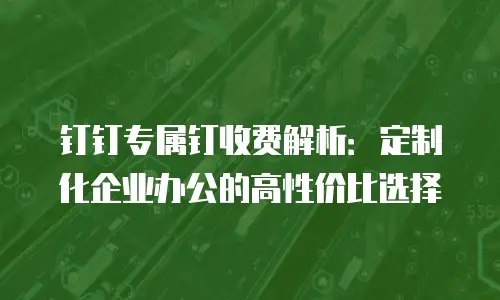 钉钉专属钉收费解析：定制化企业办公的高性价比选择