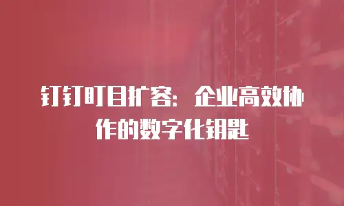 钉钉盯目扩容：企业高效协作的数字化钥匙