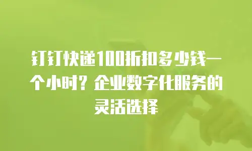 钉钉快递100折扣多少钱一个小时？企业数字化服务的灵活选择