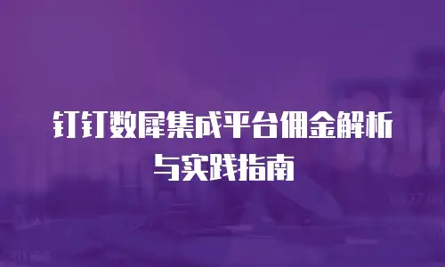 钉钉数犀集成平台佣金解析与实践指南