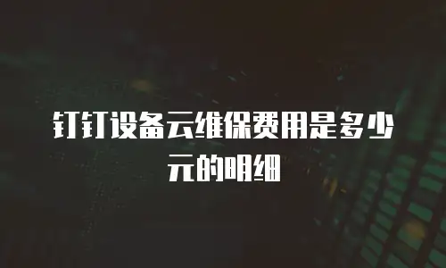 钉钉设备云维保费用是多少元的明细
