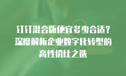 钉钉混合版便宜多少合适？深度解析企业数字化转型的高性价比之选