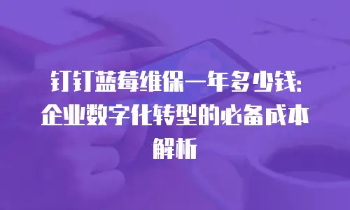 钉钉蓝莓维保一年多少钱：企业数字化转型的必备成本解析