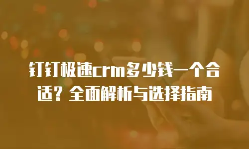 钉钉极速crm多少钱一个合适？全面解析与选择指南